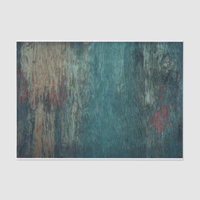 Rustic Country Teal Wood Grain Tissue Paper (Front)