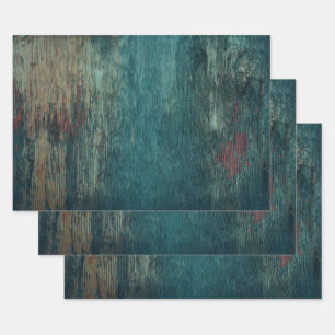 Rustic Country Teal Wood Grain Wrapping Paper Sheets