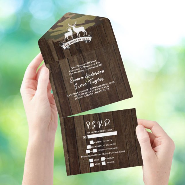 Rustic Country The Hunt Is Over Camouflage Wedding All In One Invitation (Rustic Country The Hunt Is Over Camouflage Wedding All In One Invitation)
