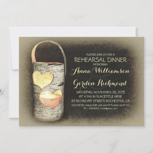 Rustic Country Tree Candle Rehearsal Dinner Invitation