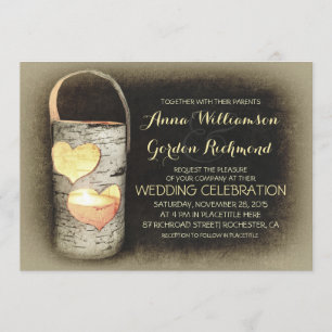 Rustic Country Tree Candle Wedding Invitations