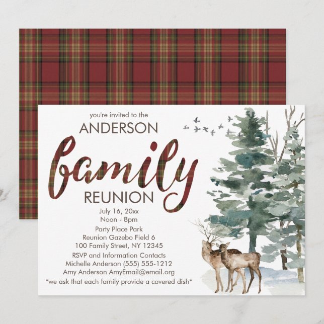 Rustic Country Tree Family Reunion Invitation (Front/Back)
