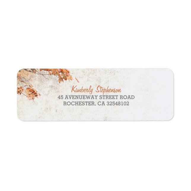 Rustic Country Tree Leaves Fall Wedding Label (Front)