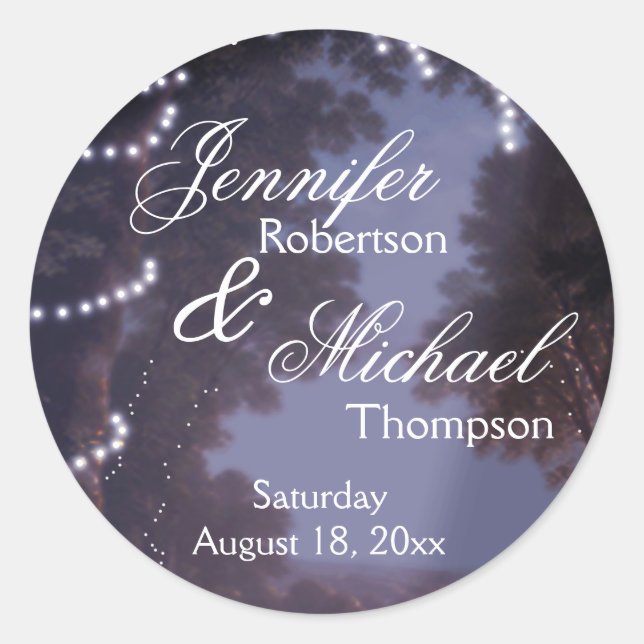 Rustic Country Tree Lights Classic Round Sticker (Front)