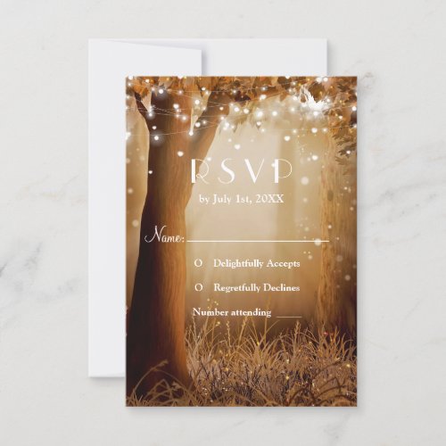 Rustic Country Tree String Lights RSVP Card