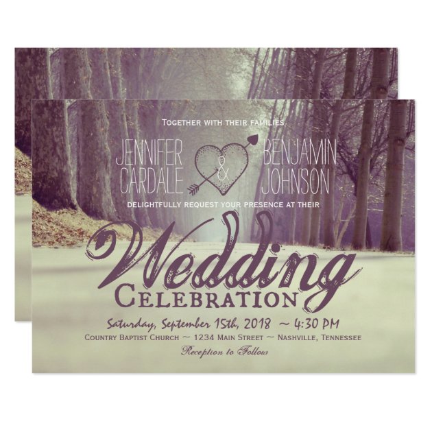 Rustic Country Trees Fall Wedding Invitations