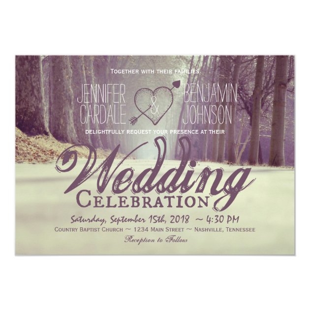 Rustic Country Trees Fall Wedding Invitations