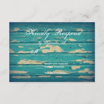 Rustic Country Turquoise Wood Wedding Rsvp Cards by RusticCountryWedding at Zazzle