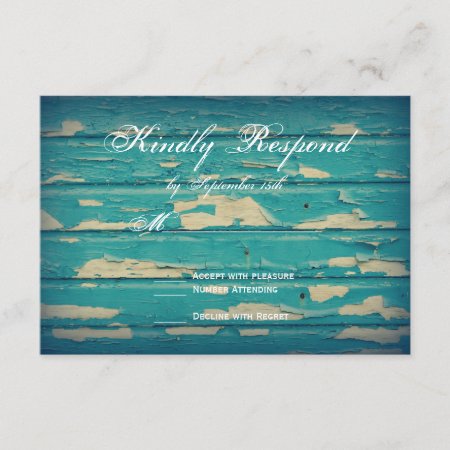 Rustic Country Turquoise Wood Wedding Rsvp Cards