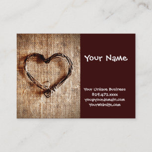 Rustic Country Twine Heart on Burlap Print Business Card