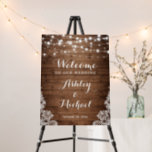 Rustic Country Twinkle Lights Lace Wedding Foam Board<br><div class="desc">Rustic Country Twinkle Lights Lace Wedding Sign Foam Board. 
(1) The default dynamic size is 18 x 24 inches,  you can change it to other size.  
(2) For further customization,  please click the "customize further" link and use our design tool to modify this template.</div>