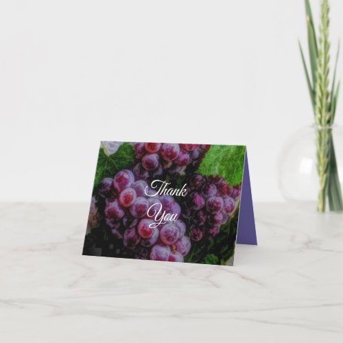 Rustic Country Vineyard Purple Grapes Thank You Card