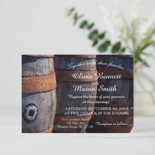 Rustic Country Vineyard Wine Barrel Wedding Card Zazzle