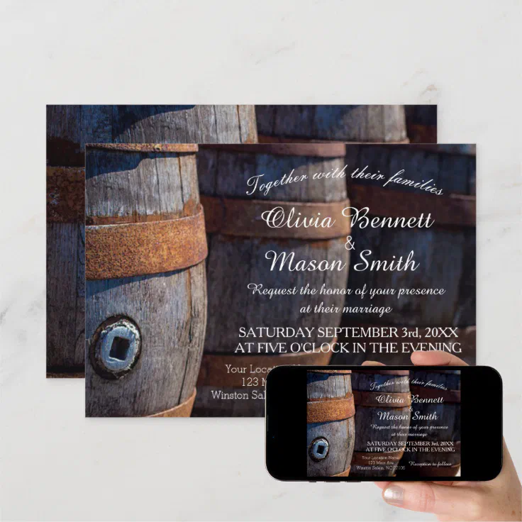 Rustic Country Vineyard Wine Barrel Wedding Card Zazzle