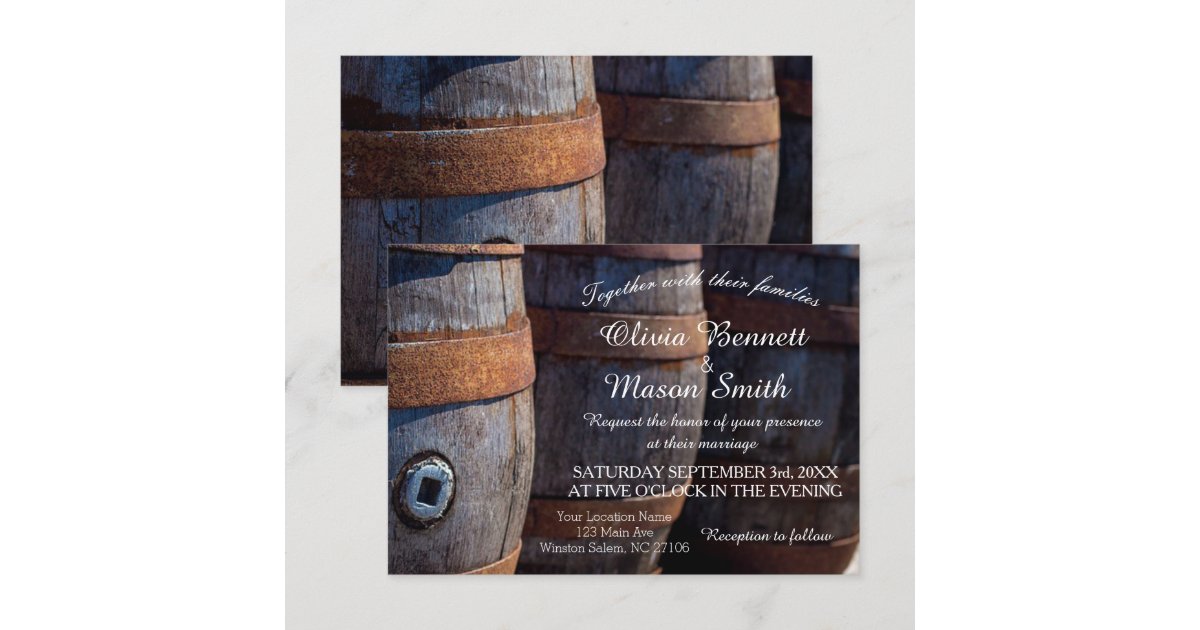 Rustic Country Vineyard Wine Barrel Wedding Card Zazzle