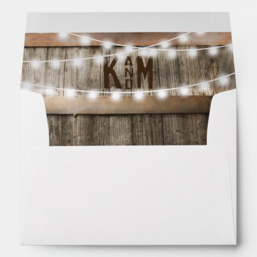 Rustic Country Vineyard Wood Lights Monogram Envelope - Rustic vineyard envelopes featuring an oak wooden wine barrel insert, your text and bright string twinkle lights. You will find matching items further down the page, if however you can't find what you looking for please contact me.