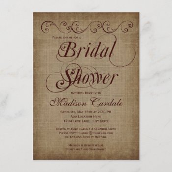 Rustic Country Vintage Bridal Shower Invitations by RusticCountryWedding at Zazzle