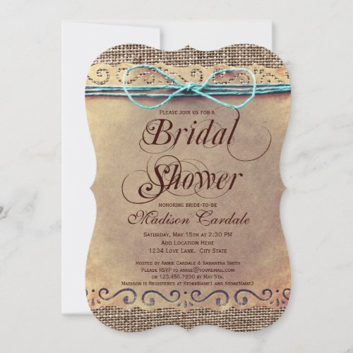 Rustic Country Vintage Bridal Shower Invitations
