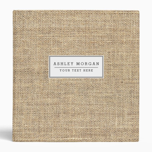 Rustic Country Vintage Burlap Binder (Front)