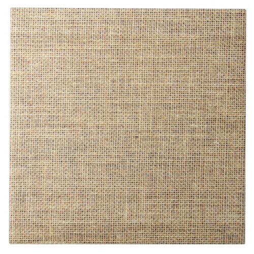 Rustic Country Vintage Burlap Ceramic Tile