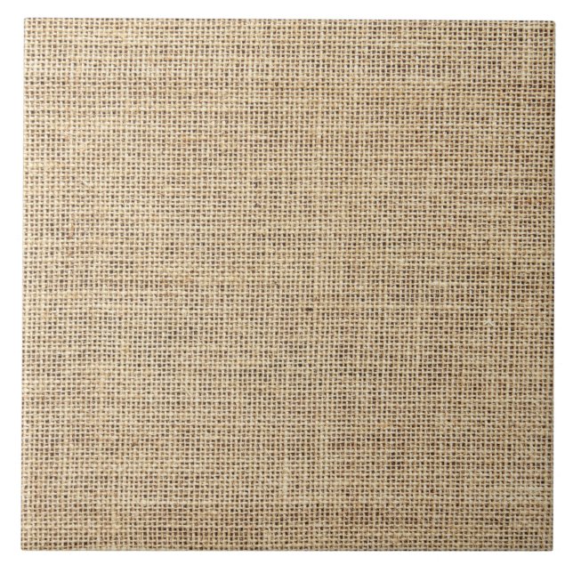Rustic Country Vintage Burlap Ceramic Tile (Front)