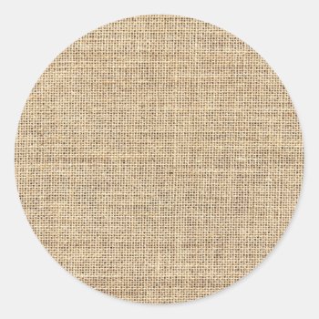 Rustic Country Vintage Burlap Classic Round Sticker by allpattern at Zazzle
