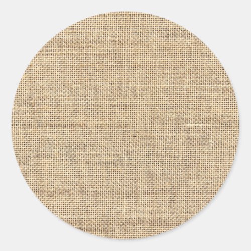 Rustic Country Vintage Burlap Classic Round Sticker