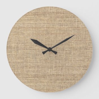 Rustic Country Vintage Burlap Large Clock by allpattern at Zazzle