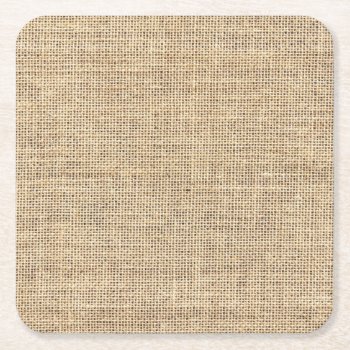 Rustic Country Vintage Burlap Square Paper Coaster by allpattern at Zazzle