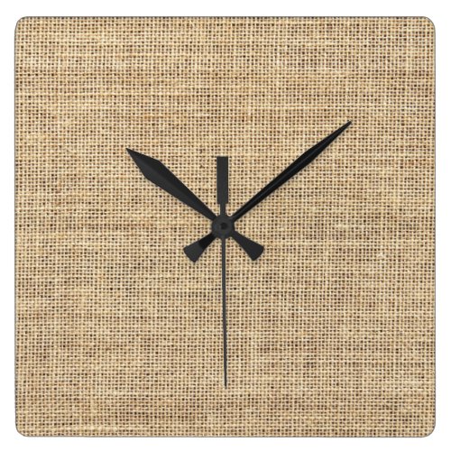 Rustic Country Vintage Burlap Square Wall Clock