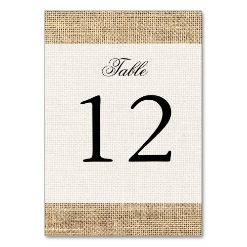Rustic Country Vintage Burlap Table Number