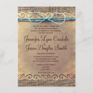 Rustic Country Vintage Burlap Wedding Invitations
