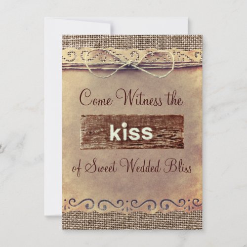 Rustic Country Vintage Burlap Wedding Invitations