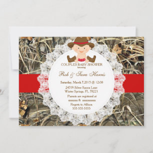 Rustic Country Vintage Camo Baby Shower Invite