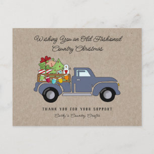 Rustic Country Vintage Christmas Truck Holiday Postcard