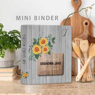 Rustic country vintage Grandma monogram cookbook Mini Binder