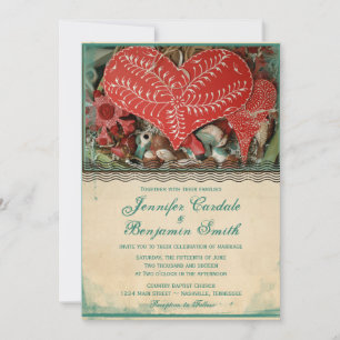 Rustic Country Vintage Heart Wedding Invitations