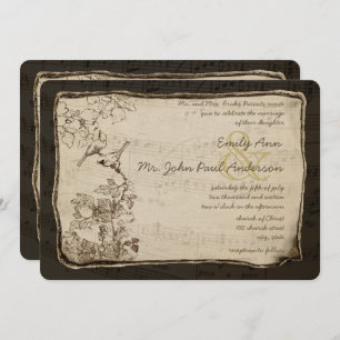 Rustic Country Vintage Lovebird Wedding Invitation