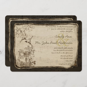 Rustic Country Vintage Lovebird Wedding Invitation
