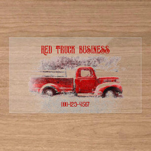 Rustic Country Vintage Red White Farm Truck Clear Business Cards