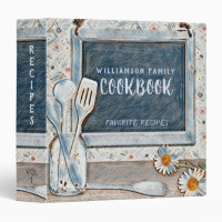 Rustic Country Vintage Retro Recipe Cookbook 3 Ring Binder