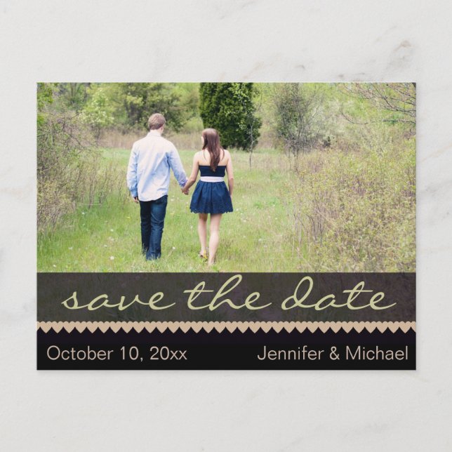 Rustic Country Vintage Save the Date Announcement Postcard (Front)