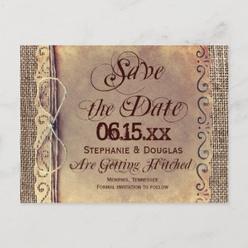 Rustic Country Vintage Save The Date Postcards by RusticCountryWedding at Zazzle