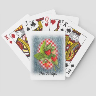 Rustic Country Vintage Strawberries Playing Cards