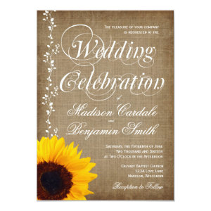 Rustic Country Vintage Sunflower Wedding Invites