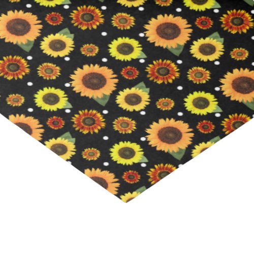 Rustic Country Vintage Sunflowers Polka Dots Print Tissue Paper