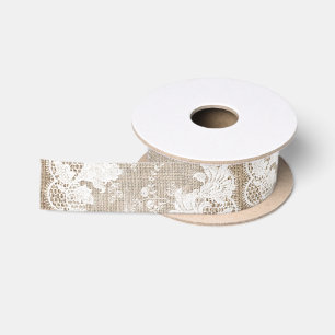 Rustic country vintage traditional burlap and lace satin ribbon