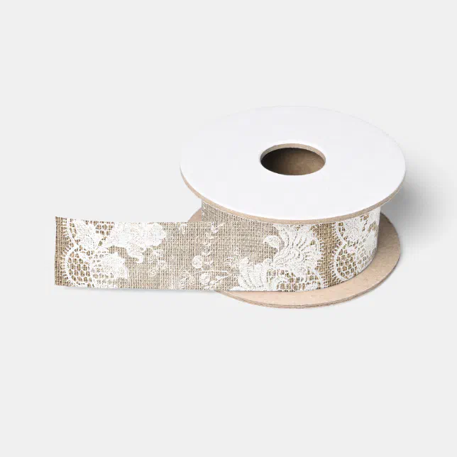 Rustic Lace Ribbon Rustic country vintage traditional burlap and lace satin ribbon | Zazzle