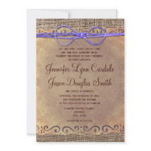 Rustic Country Vintage Wedding Invites Purple Bow