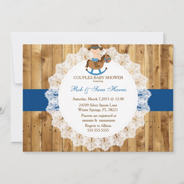 Rustic Country Vintage Wood Baby Shower Invite (Front)